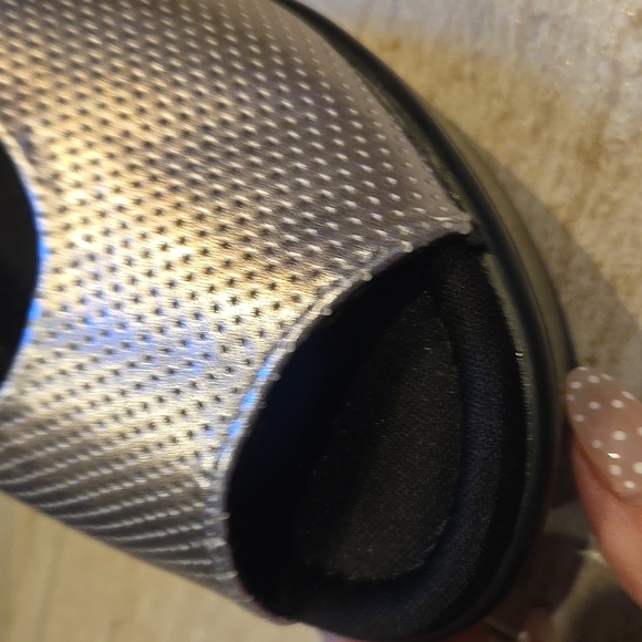 STEVEN by Steve Madden Babelle Metallic Silver Peep Toe Ankle Strap Wedges - Picture 2 of 10